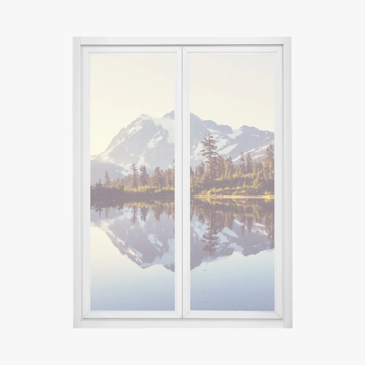 Window decal mirror lake reflection of Mount Shuksan • Wallissimo® Window decal mirror lake reflection of Mount Shuksan • Wallissimo®