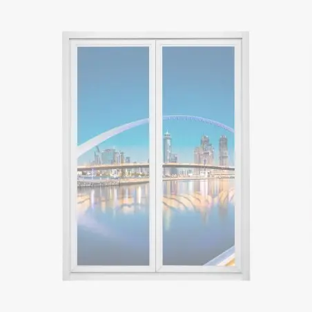 Window decal Dubai downtown skyline with illuminated bridge • Wallissimo®