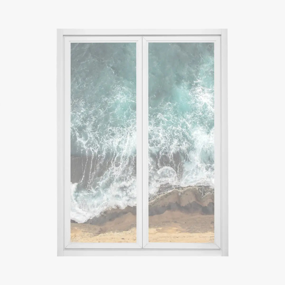 Window decal aerial turquoise coast with crashing waves ⁕ Wallissimo® Window decal aerial turquoise coast with crashing waves ⁕ Wallissimo®