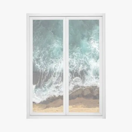 Window decal aerial turquoise coast with crashing waves • Wallissimo®