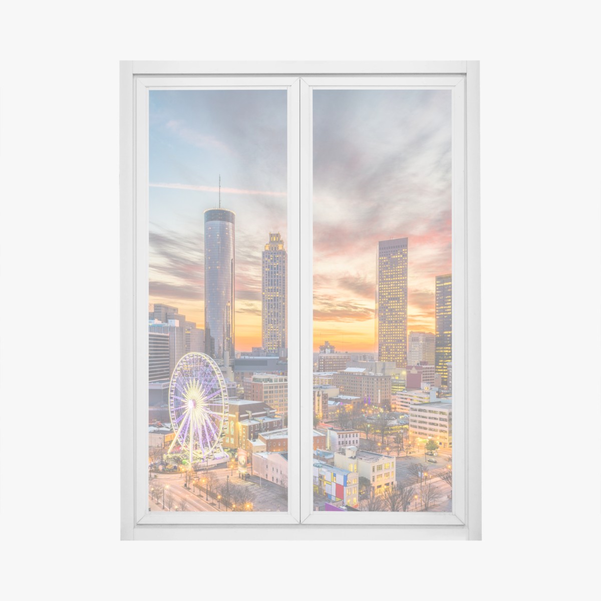 Window decal Atlanta skyline at sunset • Wallissimo® Window decal Atlanta skyline at sunset • Wallissimo®