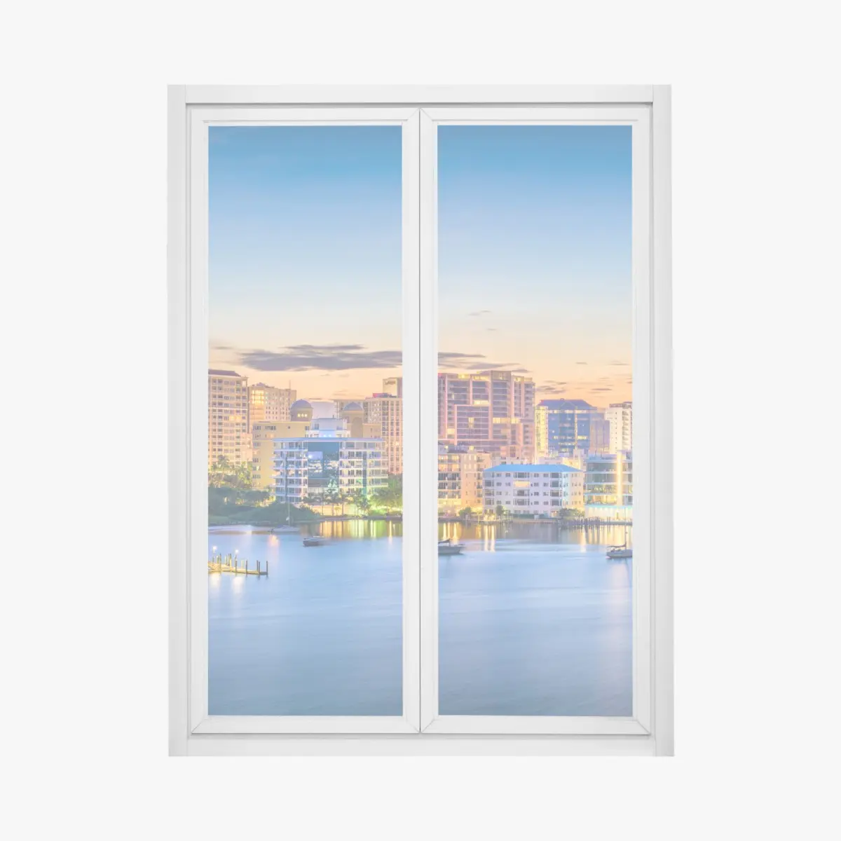 Window decal Sarasota dawn skyline over the bay • Wallissimo® Window decal Sarasota dawn skyline over the bay • Wallissimo®