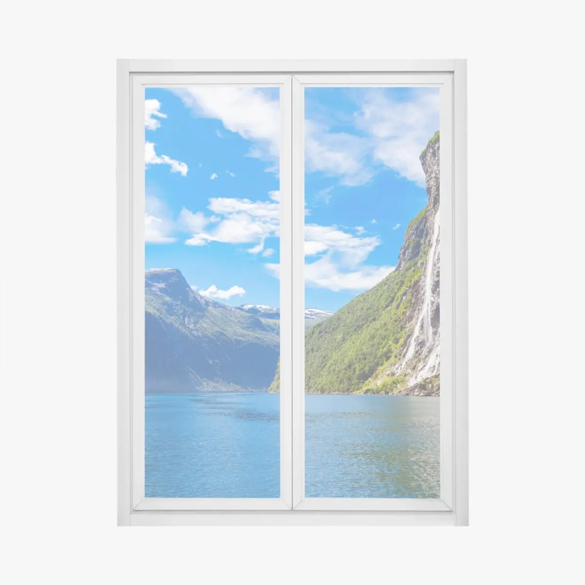 Window decal seven sisters waterfall over Geirangerfjord • Wallissimo® Window decal seven sisters waterfall over Geirangerfjord • Wallissimo®