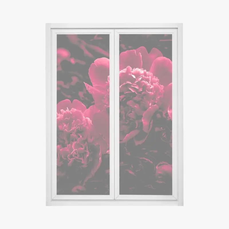 Window decal moody pink peony trio