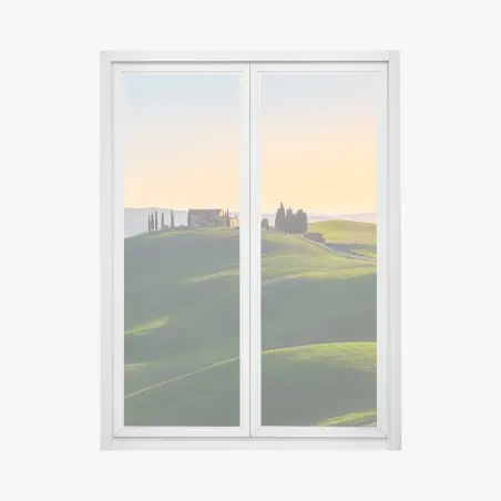 Window decal tuscan farmhouse at sunset, Crete Senesi • Wallissimo®