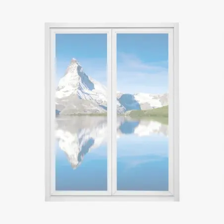 Window decal majestic mountain reflection over alpine lake • Wallissimo®
