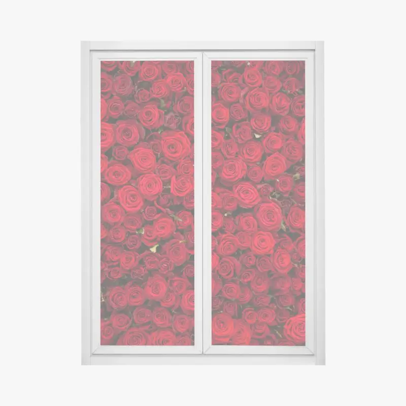 Window decal endless wall of red roses