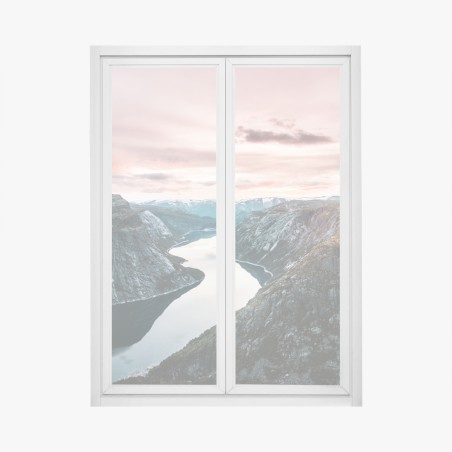 Window decal serene fjord at sunset • Wallissimo®