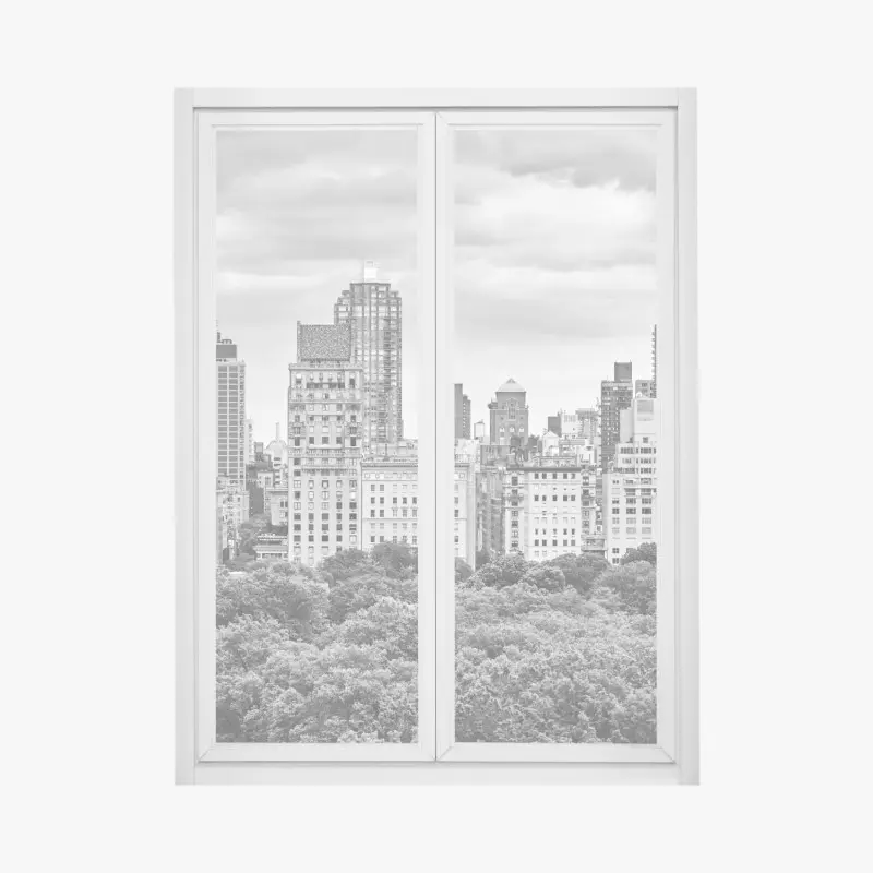 Window decal Manhattan skyline in black and white