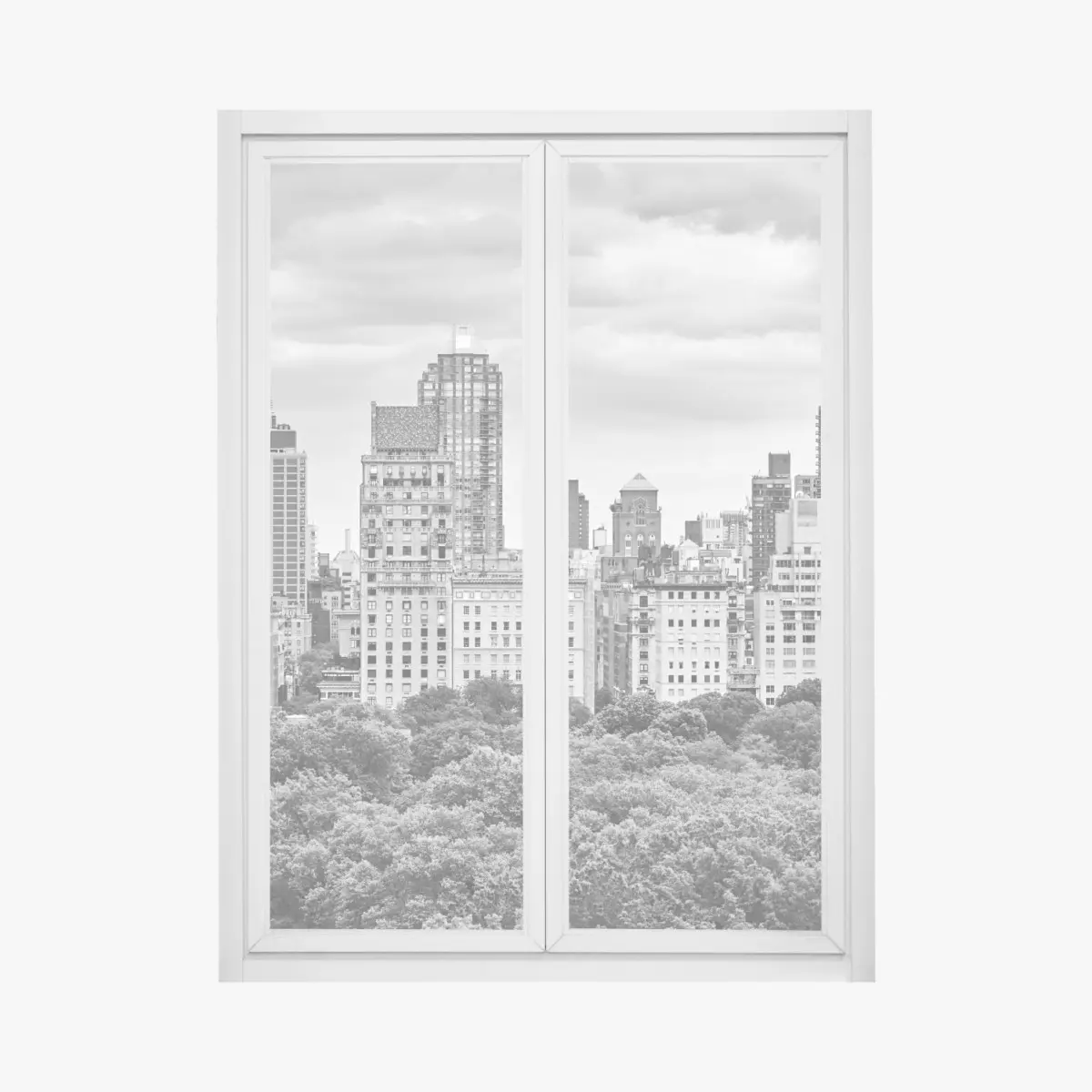 Window decal Manhattan skyline in black and white • Wallissimo®