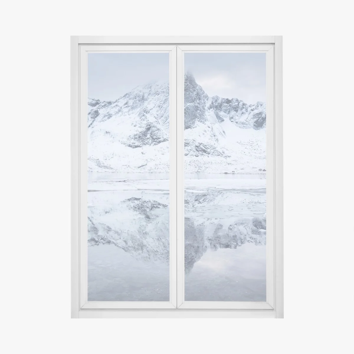 Window decal snowy mountain ridge reflection in Norway • Wallissimo® Window decal snowy mountain ridge reflection in Norway • Wallissimo®