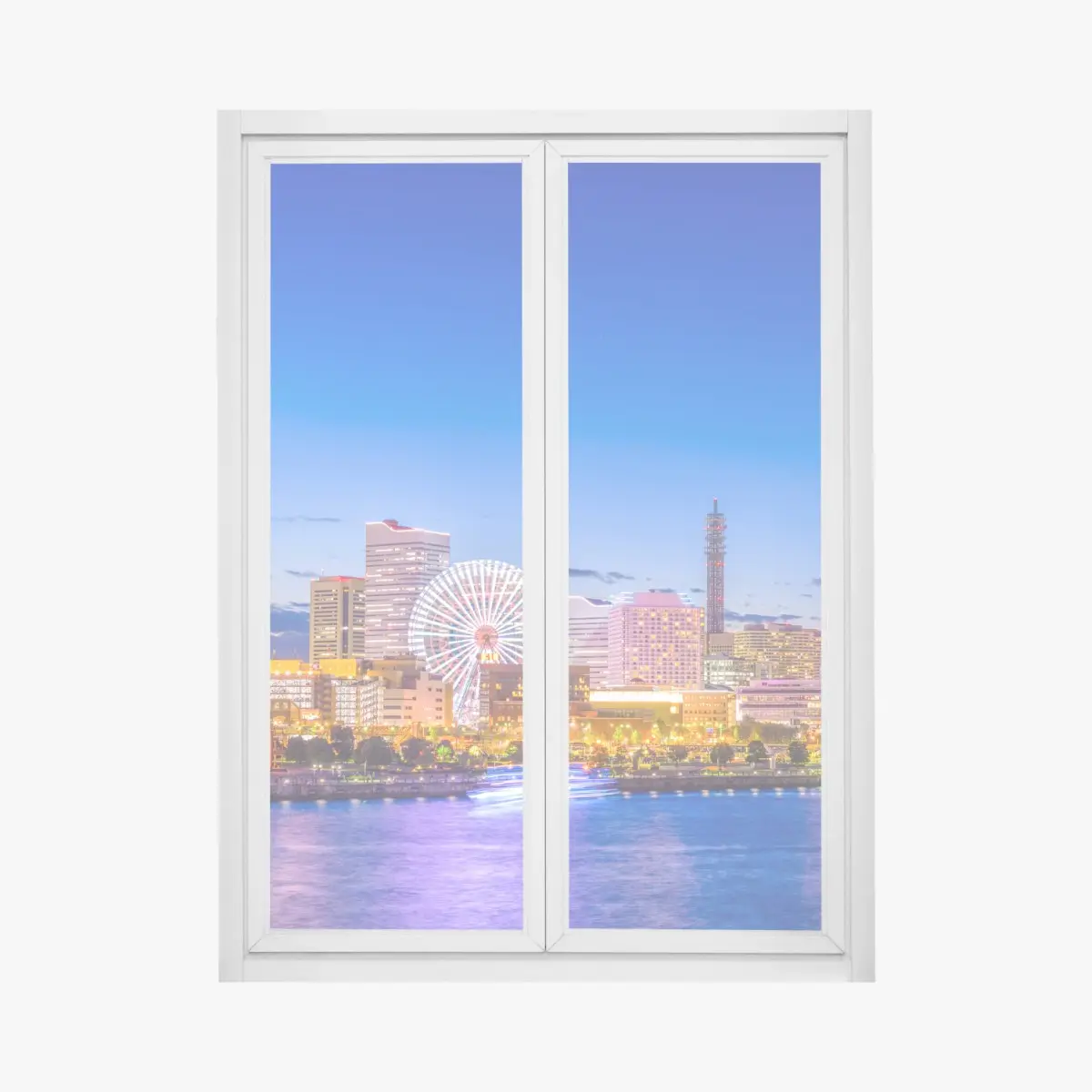 Window decal Yokohama city skyline at twilight • Wallissimo®