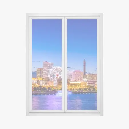 Window decal Yokohama city skyline at twilight • Wallissimo®