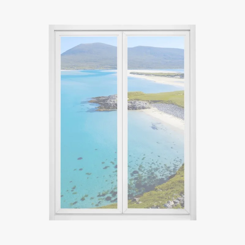 Window decal tranquil turquoise beach landscape