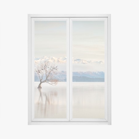 Window decal solitary tree on Lake Wanaka • Wallissimo®