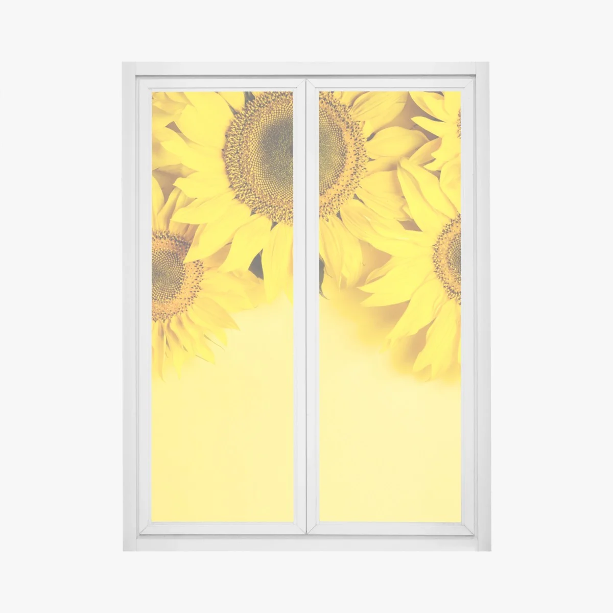 Window decal bright sunflower bouquet on yellow background • Wallissimo® Window decal bright sunflower bouquet on yellow background • Wallissimo®
