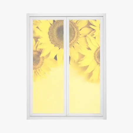 Window decal bright sunflower bouquet on yellow background • Wallissimo®