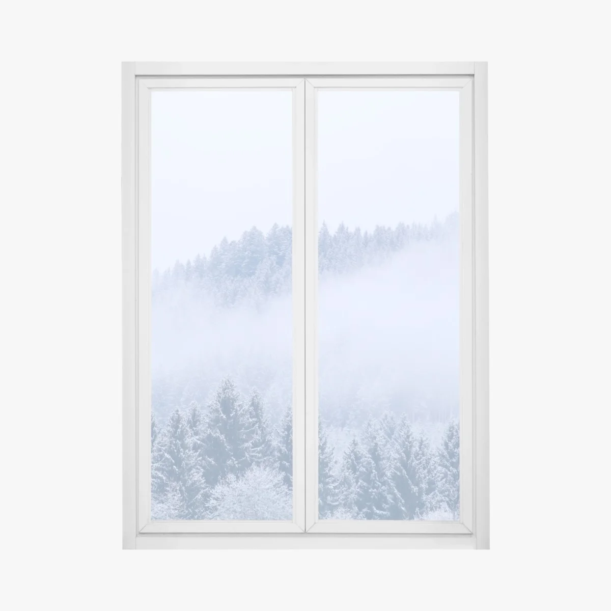 Window decal winter mist over coniferous forest • Wallissimo® Window decal winter mist over coniferous forest • Wallissimo®