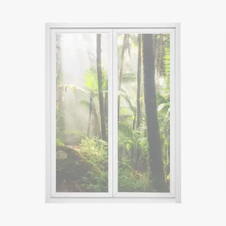 Window decal tropical rainforest with sunbeams • Wallissimo®