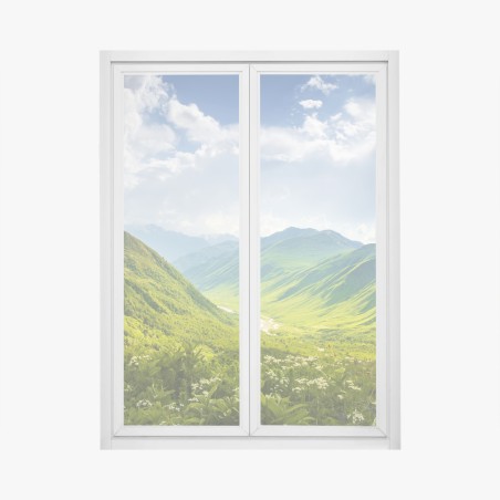 Window decal lush green valley in Svaneti • Wallissimo®