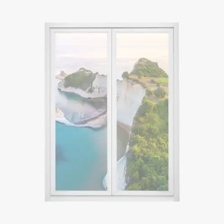 Window decal aerial coastal cliffs and turquoise sea • Wallissimo®