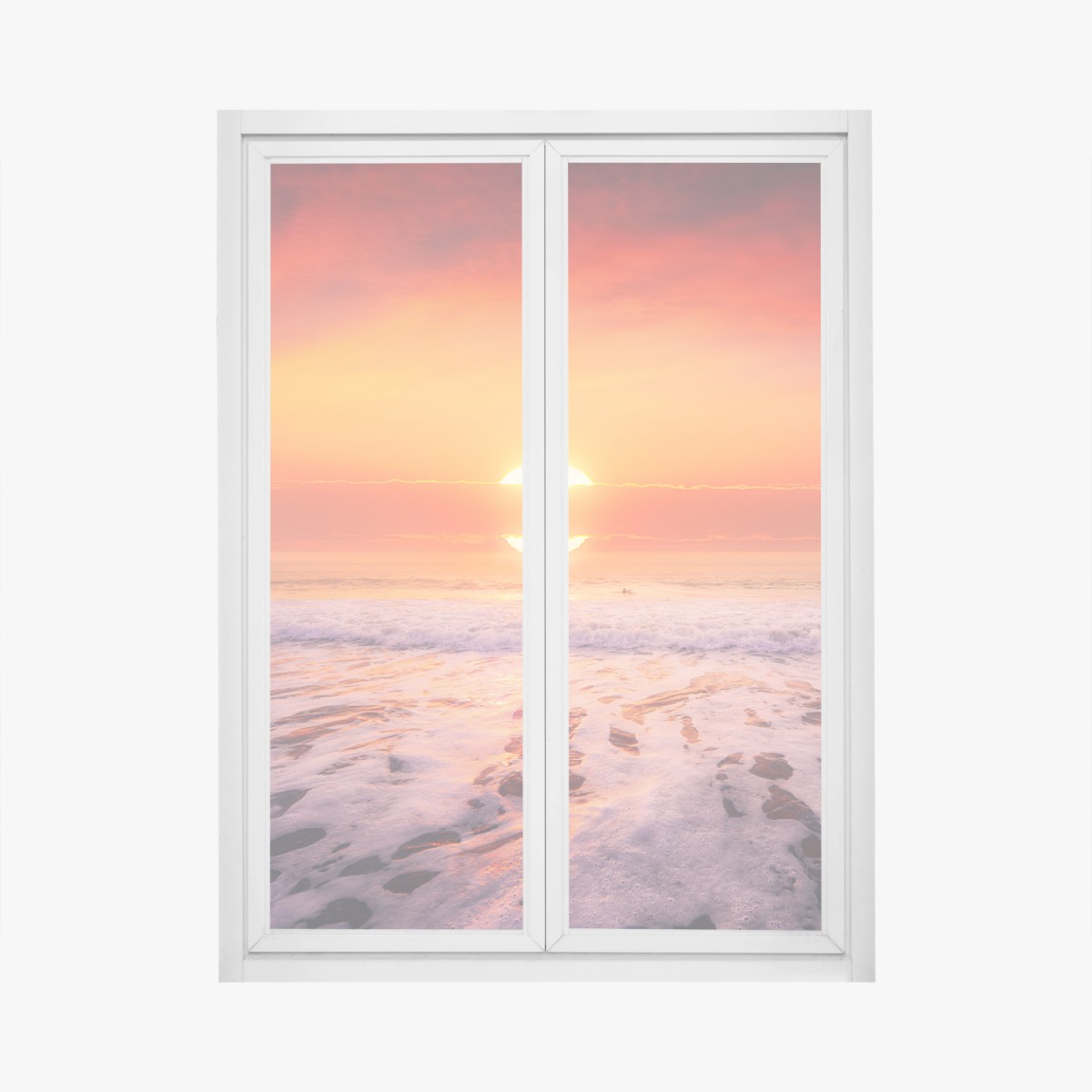 Window decal golden sunset over tranquil beach • Wallissimo® Window decal golden sunset over tranquil beach • Wallissimo®