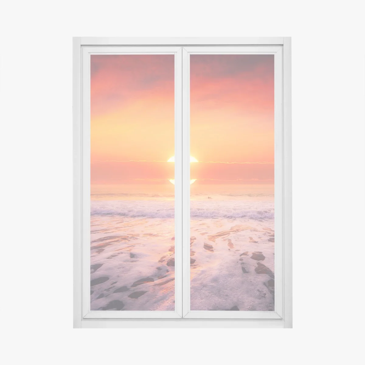 Window decal golden sunset over tranquil beach • Wallissimo® Window decal golden sunset over tranquil beach • Wallissimo®