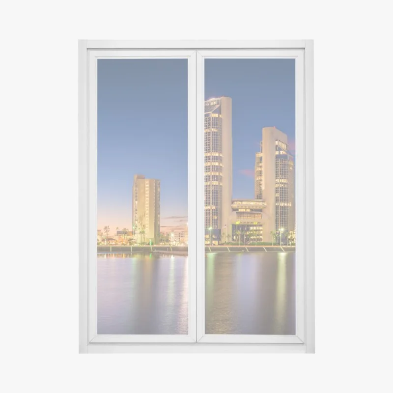 Window decal Corpus Christi skyline at twilight