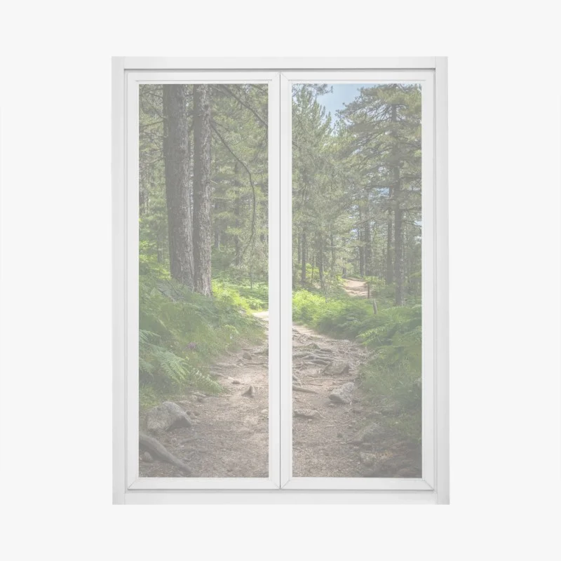 Window decal serene forest path through lush greenery ⁕ Wallissimo®