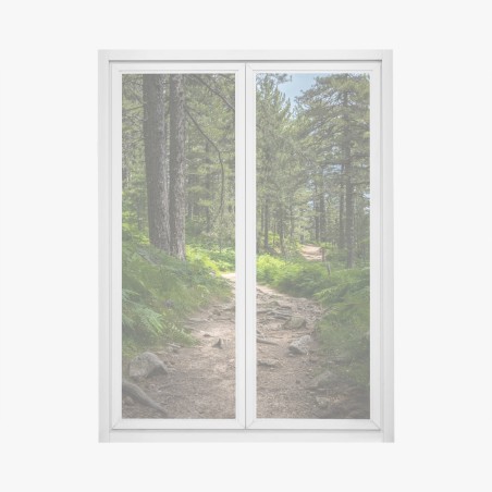 Window decal serene forest path through lush greenery • Wallissimo®
