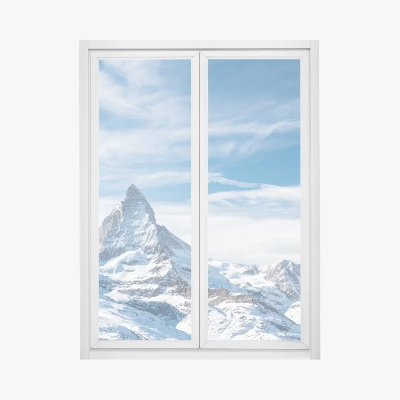 Window decal majestic alpine mountain peak in the Alps