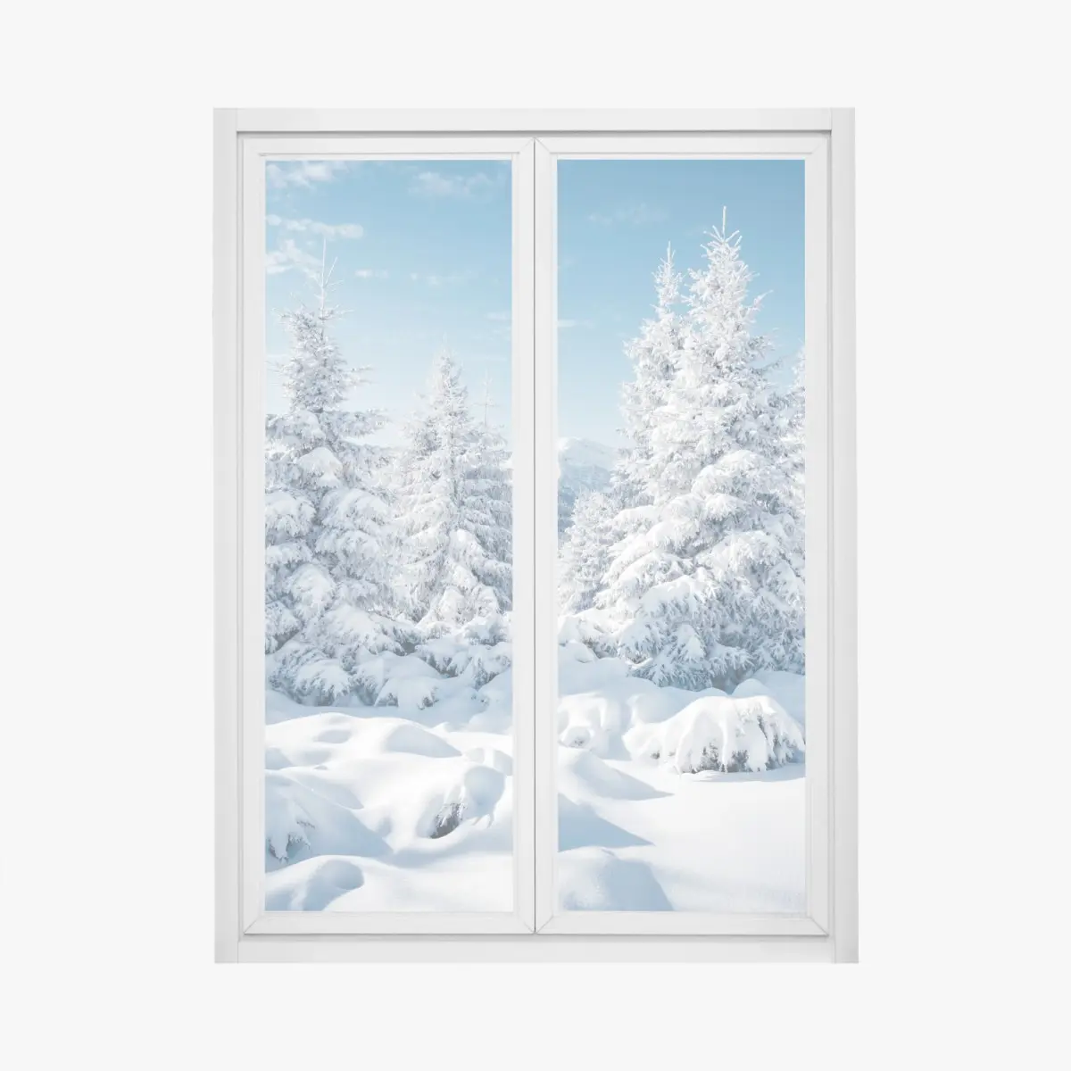 Window decal winter calm in the Carpathian spruces • Wallissimo® Window decal winter calm in the Carpathian spruces • Wallissimo®