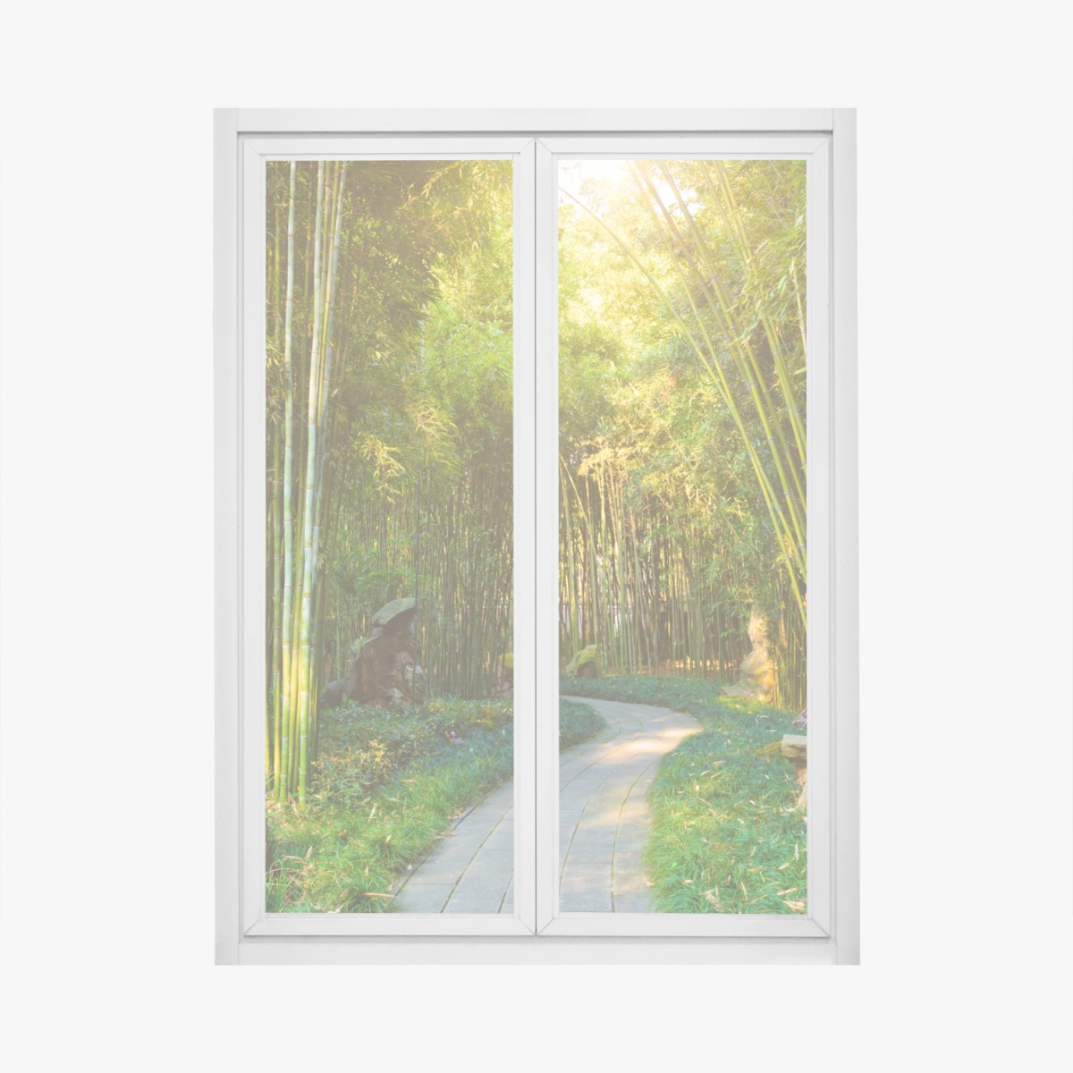 Window decal serene bamboo forest pathway • Wallissimo® Window decal serene bamboo forest pathway • Wallissimo®