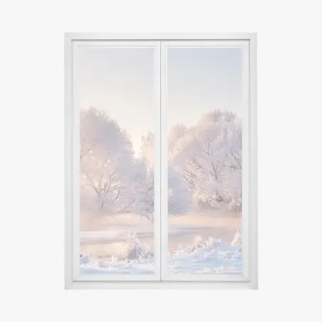 Window decal frosted trees at sunrise • Wallissimo®