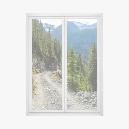 Window decal mountain trail through alpine forest • Wallissimo®