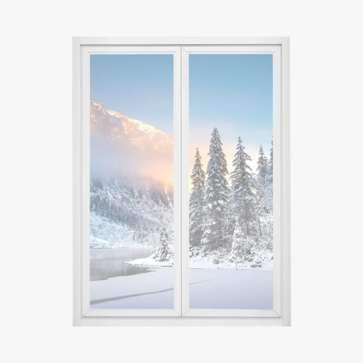 Window decal winter sunrise at Morskie Oko • Wallissimo® Window decal winter sunrise at Morskie Oko • Wallissimo®
