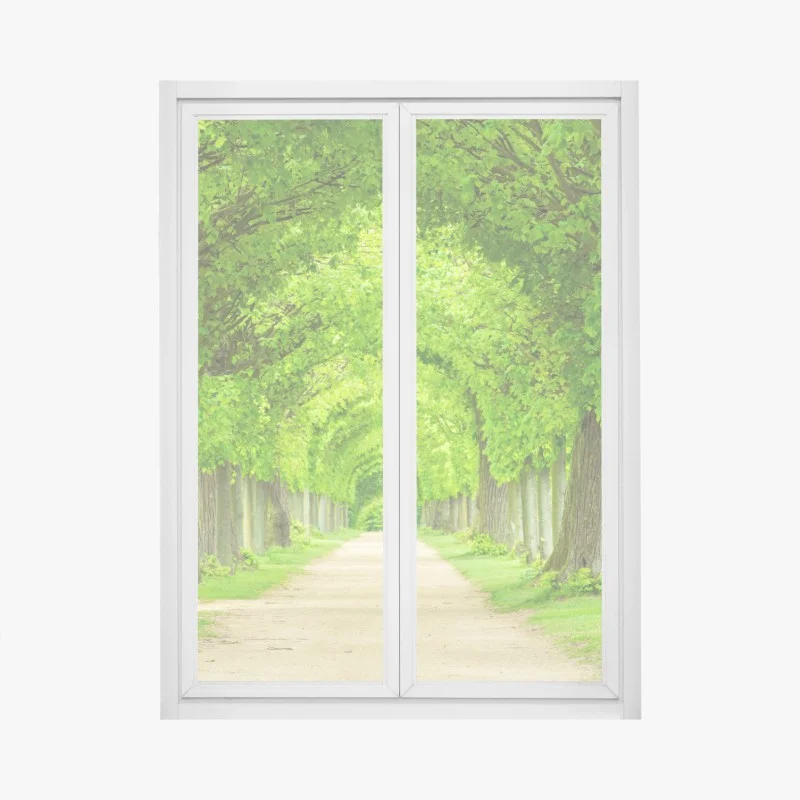 Window decal green tree tunnel walkway