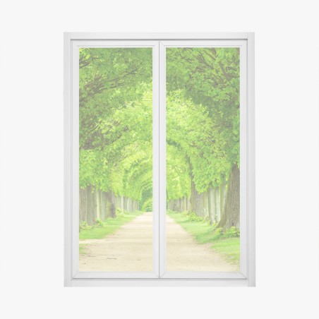 Window decal green tree tunnel walkway • Wallissimo®