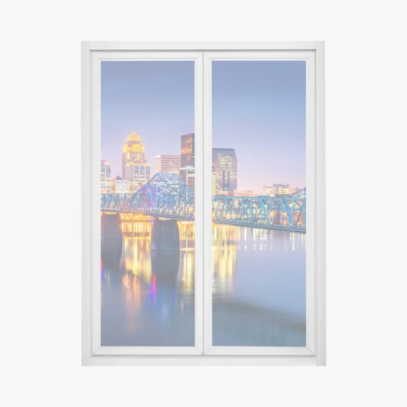 Window decal Louisville skyline at dusk