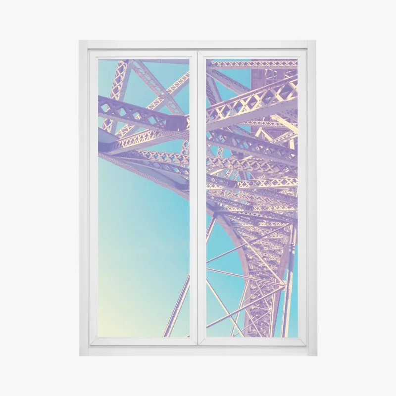 Window decal abstract steel bridge perspective