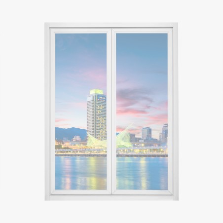 Window decal Kobe skyline at dusk • Wallissimo®