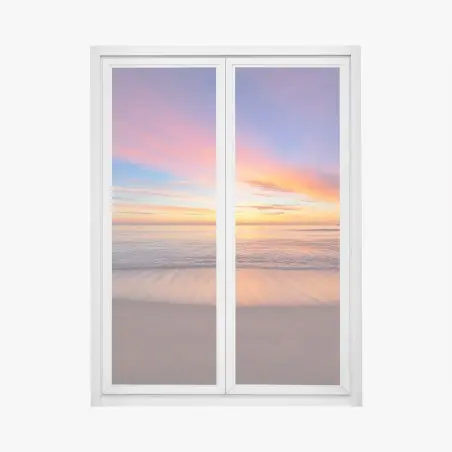 Window decal vibrant sunrise over a peaceful beach • Wallissimo®