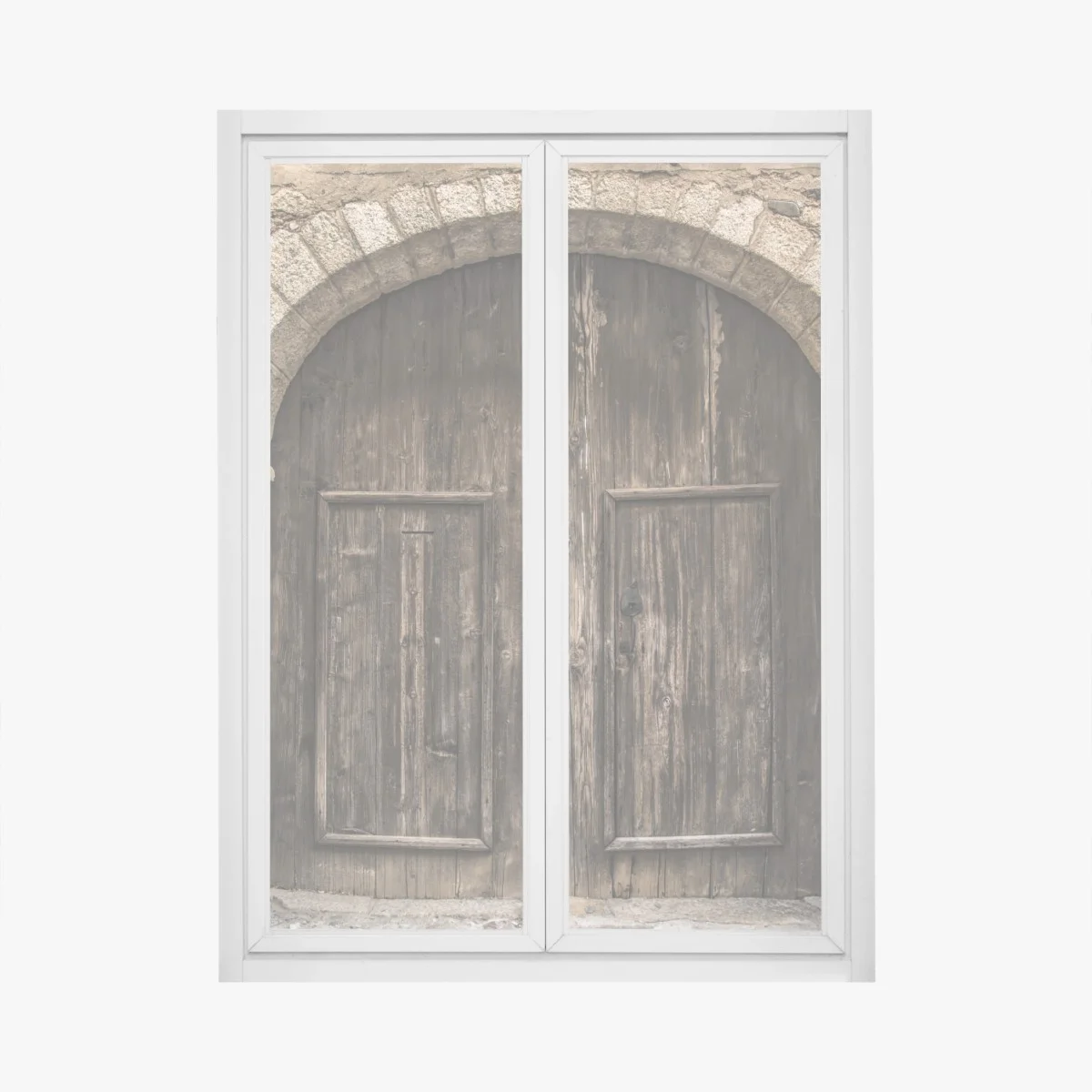 Window decal rustic wooden door with stone arch ⁕ Wallissimo® Window decal rustic wooden door with stone arch ⁕ Wallissimo®