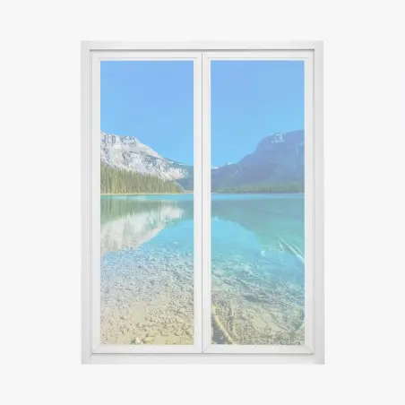Window decal turquoise alpine lake with mountain reflections • Wallissimo®