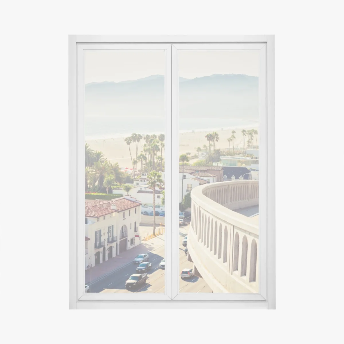 Window decal Santa Monica beachside panorama • Wallissimo® Window decal Santa Monica beachside panorama • Wallissimo®
