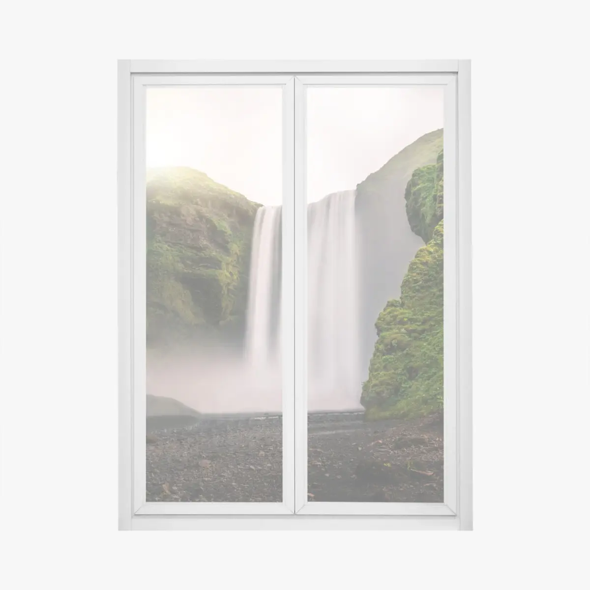 Window decal majestic Skogafoss waterfall landscape • Wallissimo® Window decal majestic Skogafoss waterfall landscape • Wallissimo®