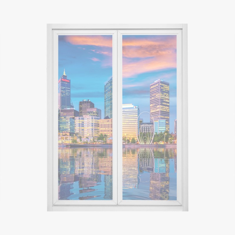 Window decal Perth skyline at sunset