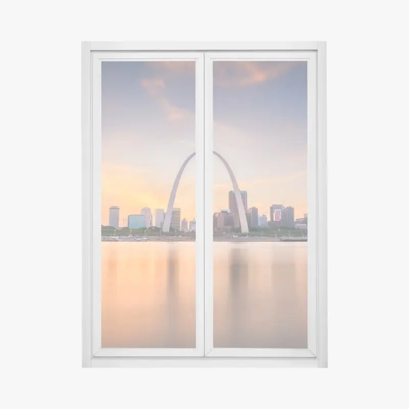 Window decal St. Louis skyline at twilight