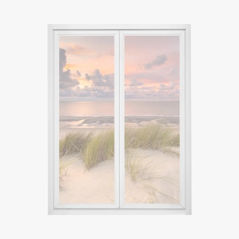 Window decal sunset over Zeeland dunes ⁕ Wallissimo®