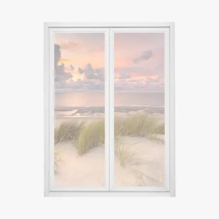 Window decal sunset over Zeeland dunes • Wallissimo®